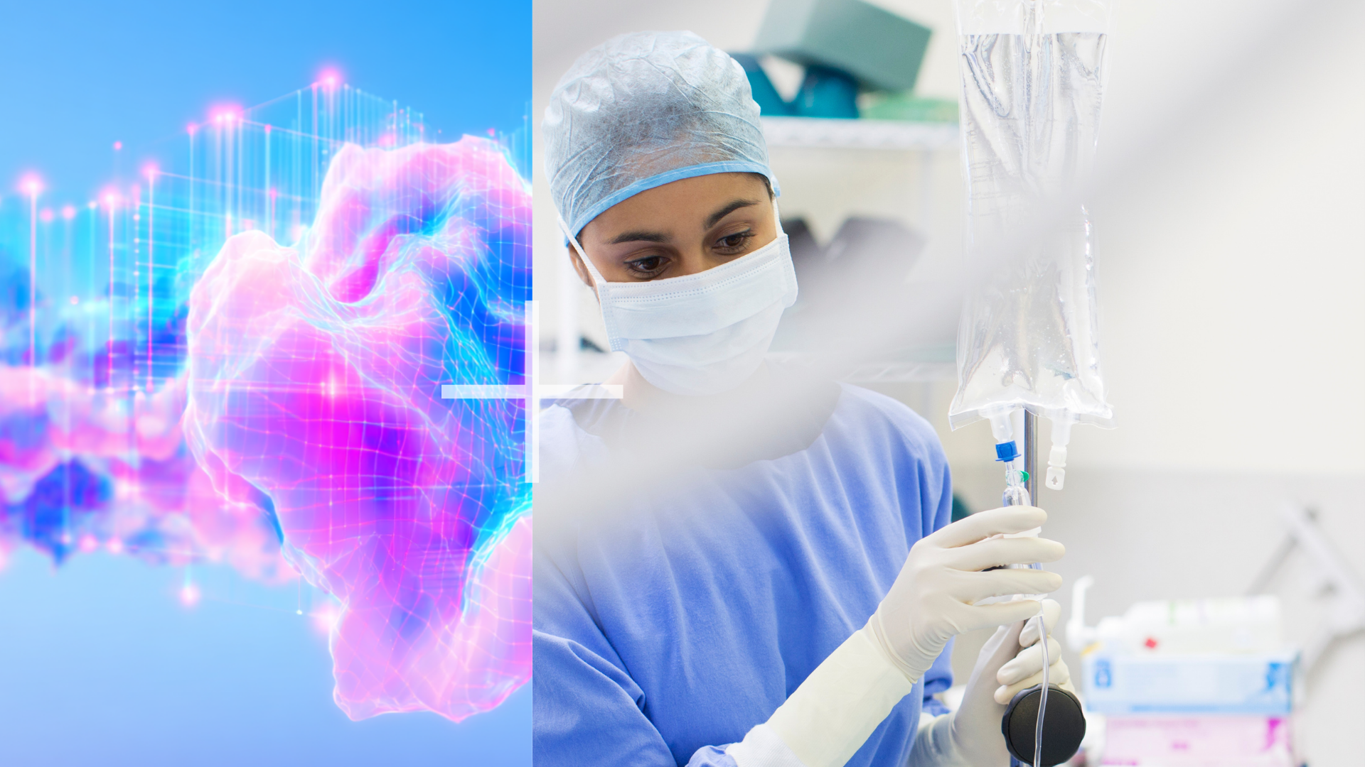 Healthcare professional handling an IV solution.  