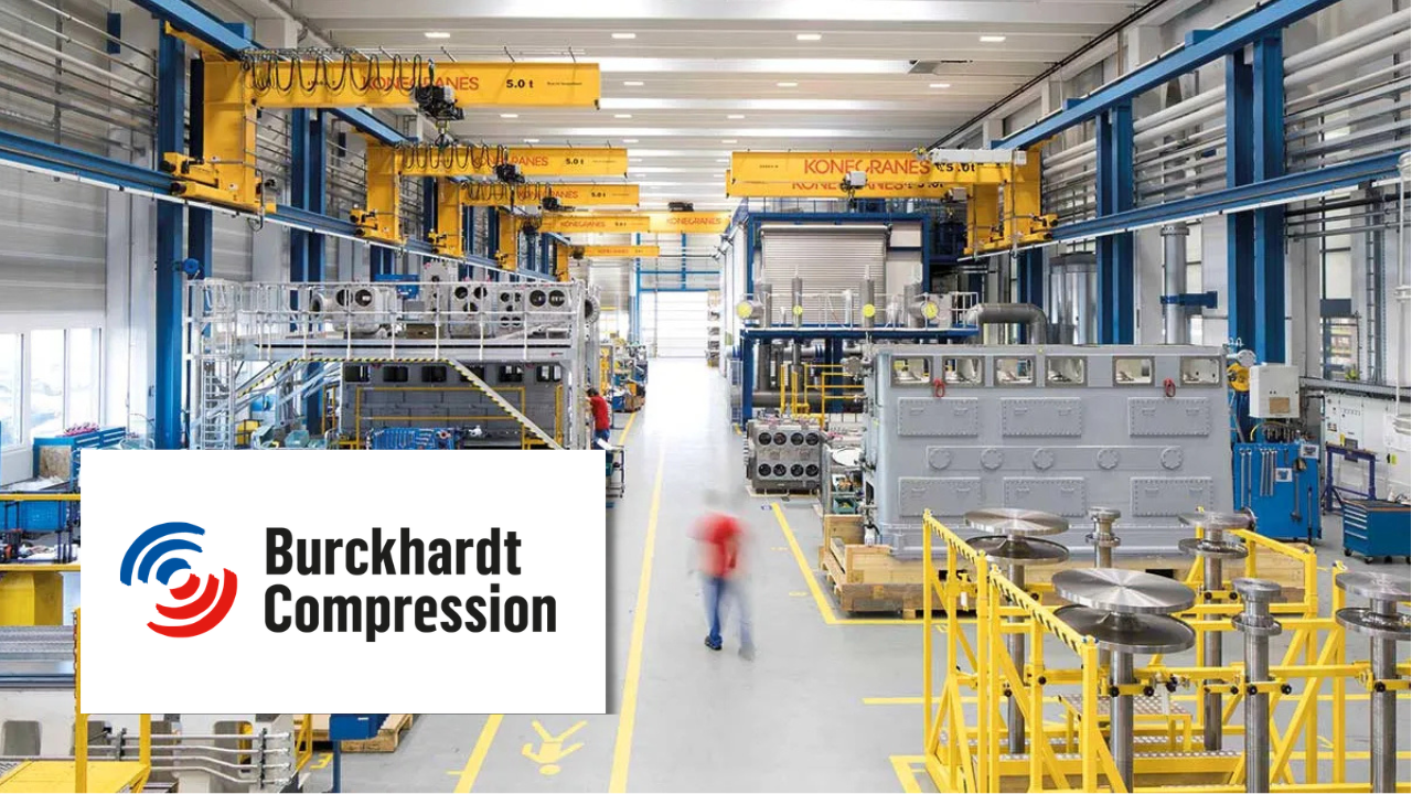 Burckhardt Compression manufacturing facility with overhead cranes and industrial compression equipment
